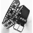 thumbnail image 4 of Previn Women's Studded Belt Biker Adjustable Buckle Cyberpunk Casual Harem All Seasons Medium 2025 Groove Belt Black X-Small-Large, 4 of 5