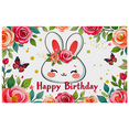 thumbnail image 3 of Cute Bunny Themed Happy Birthday Banner with Floral Butterfly Elements Party Backdrop Background for Birthday Party Decorations Photography Props Celebrations, 3 of 7
