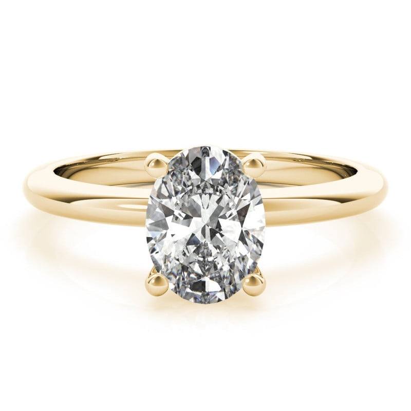 Solitaire Brilliance 2ct Oval Moissanite Engagement Ring for Women 10k Yellow Gold Ring Size 4