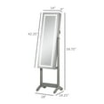 thumbnail image 3 of Full Body Mirrored Jewelry Cabinet w/ LED Lights & 5-Tier Storage Shelves, Grey, 3 of 8