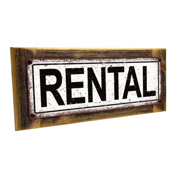 Framed Rental 4"x12" Metal Sign, Wall Décor for Home and Office