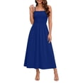 thumbnail image 5 of Admvng Dress for Women Spaghetti Straps Solid Casual Sleeveless Pockets Square Neck Dress, 5 of 5