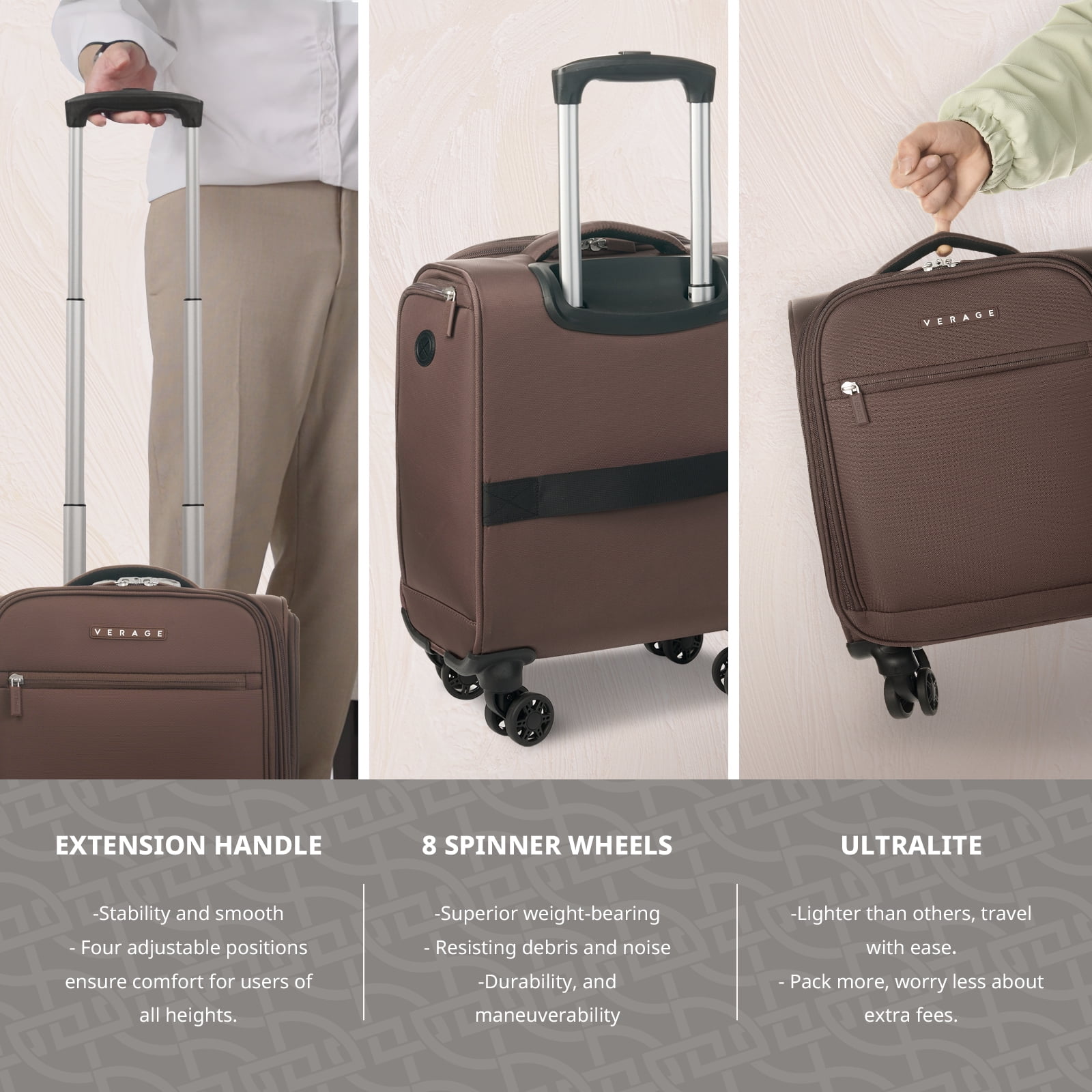 Verage Underseat Carry On Luggage with Wheels, 14.5-Inch Spinner Small Suitcase, Softside Lightweight Travel Bag for Men and Women, Airplane Carry On Bag
