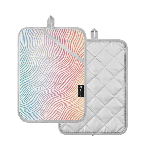 Yayeee Pot Holders Kitchen Heat Resistant with Pocket 7"x9.8" Cotton Oven Cooking Hot Pads, Wavy Striped