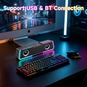 DAYBETTER Bluetooth Computer Speakers, PC Sound Bar with Deep Bass for Desktop Monitor, Colorful LED Lights, Switch Button USB Powered for Computer Desktop PC Laptop