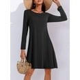 thumbnail image 3 of Fancyglim Women T-Shirt Dresses Casual Swing Beach Loose long Sleeve Dress Black L, 3 of 9
