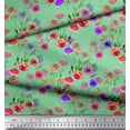 thumbnail image 1 of Soimoi Tissu en Poly Georgette Imprimé Feuilles & Roses Floral au Mètre 42 Pouces de Large, 1 of 3