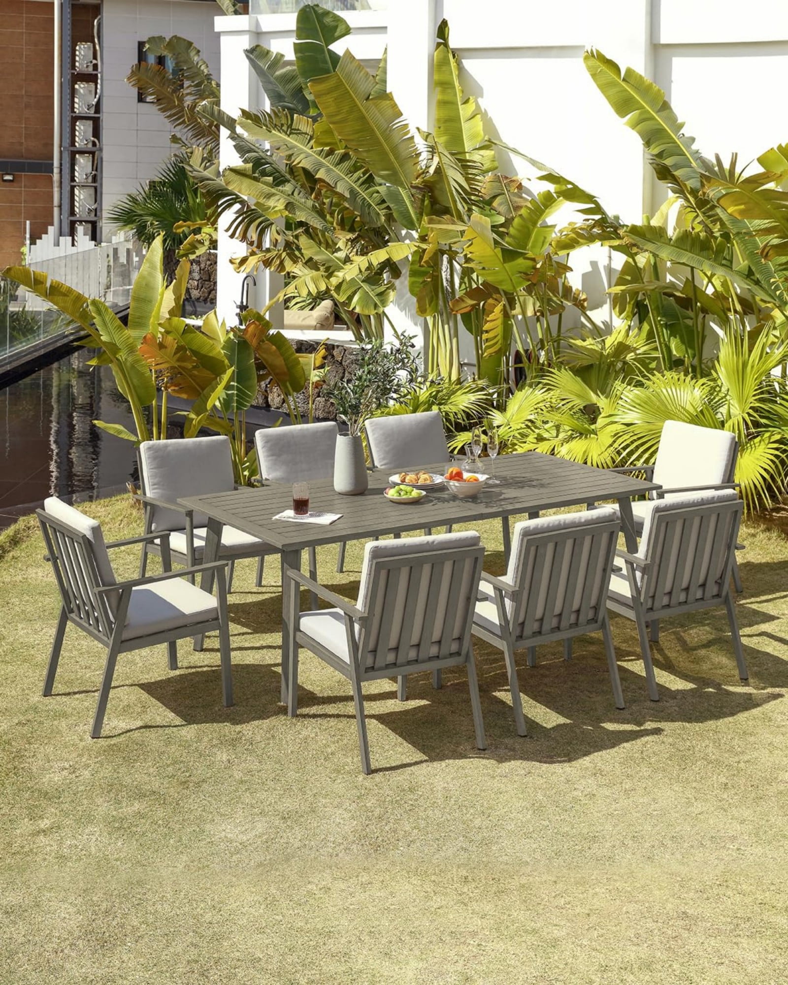 Outdoor Patio Dining Chairs Set of 4, Aluminum Outdoor Dining Chairs with Thick Cushions, All Weather Rustproof Patio Furniture for Garden, Deck, Porch, Poolside, Gray