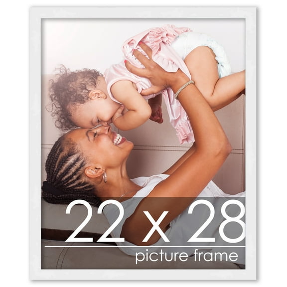 22x28 White Wood Picture Frame - UV Acrylic, Foam Board Backing, Hanging Hardware