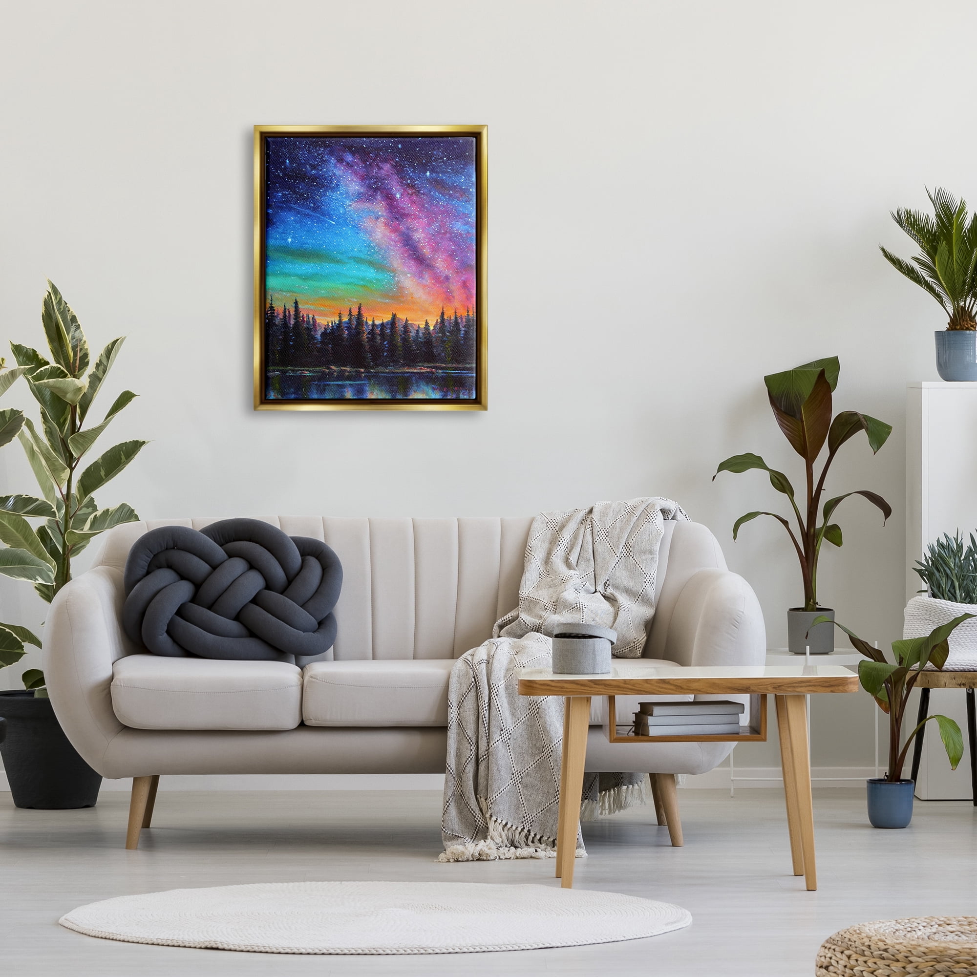 Stupell Industries Vivid Nebula Landscape Nature Painting Gold Floater Framed Art Print Wall Art, 25 x 31