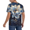 thumbnail image 2 of Uemuo Blue Golden Dream Lotus Print Mens Polo Shirts Baseball T-shirt Performance Short Sleeve Golf Shirt Moisture Wicking Athletic Casual Collared T-Shirt-Medium, 2 of 7