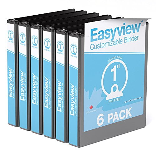 Easyview Premium, Round Ring, Customizable, View Binder, 6 Pack