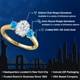thumbnail image 2 of Gem Stone King 10K Yellow Gold White Moissanite and Simulated Blue Opal Engagement Ring for Women | 2.00 Cttw | Oval 8X6MM | Gemstone Birthstone | Size 9, 2 of 7