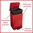 thumbnail image 3 of McKesson Steel Trash Can with Plastic Liner, Step-On, Square - Red, 32 Qt, 1 Ct, 3 of 11