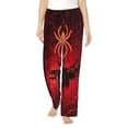 thumbnail image 1 of Fotbe Black Spider Web With Spiders Pantalones de Pijama para Mujer, Pantalones de Dormir, Pantalones Pj con Cordón y Bolsillos-3X-Large, 1 of 6