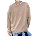 thumbnail image 1 of Timdgard Mens Shirts Drop Shoulder Oversized Long Sleeve Pullover Button Solid Color Fall Fashion Tops, 1 of 3