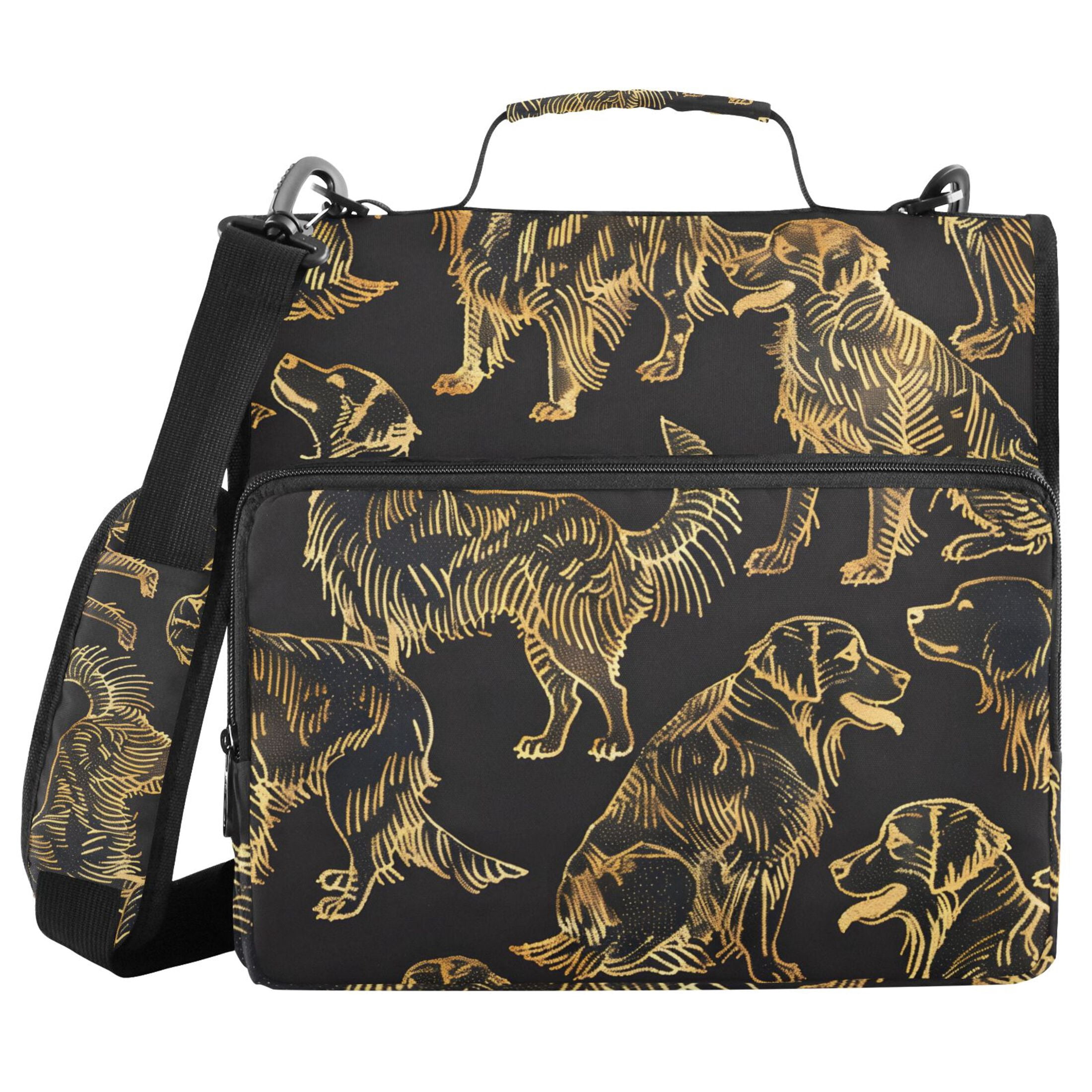 ALAZA Zipper Binder Cool Golden Retriever 3 Ring Trapper Keeper File Folder Organizer Bag