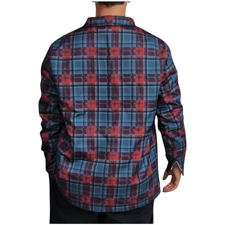 Jingwangyhbd Men S Flannel Shirts Sherpa Lined Plaid Jacket Long Sleeve Fleece Shacket Button Down Casual Shirt With Pockets
