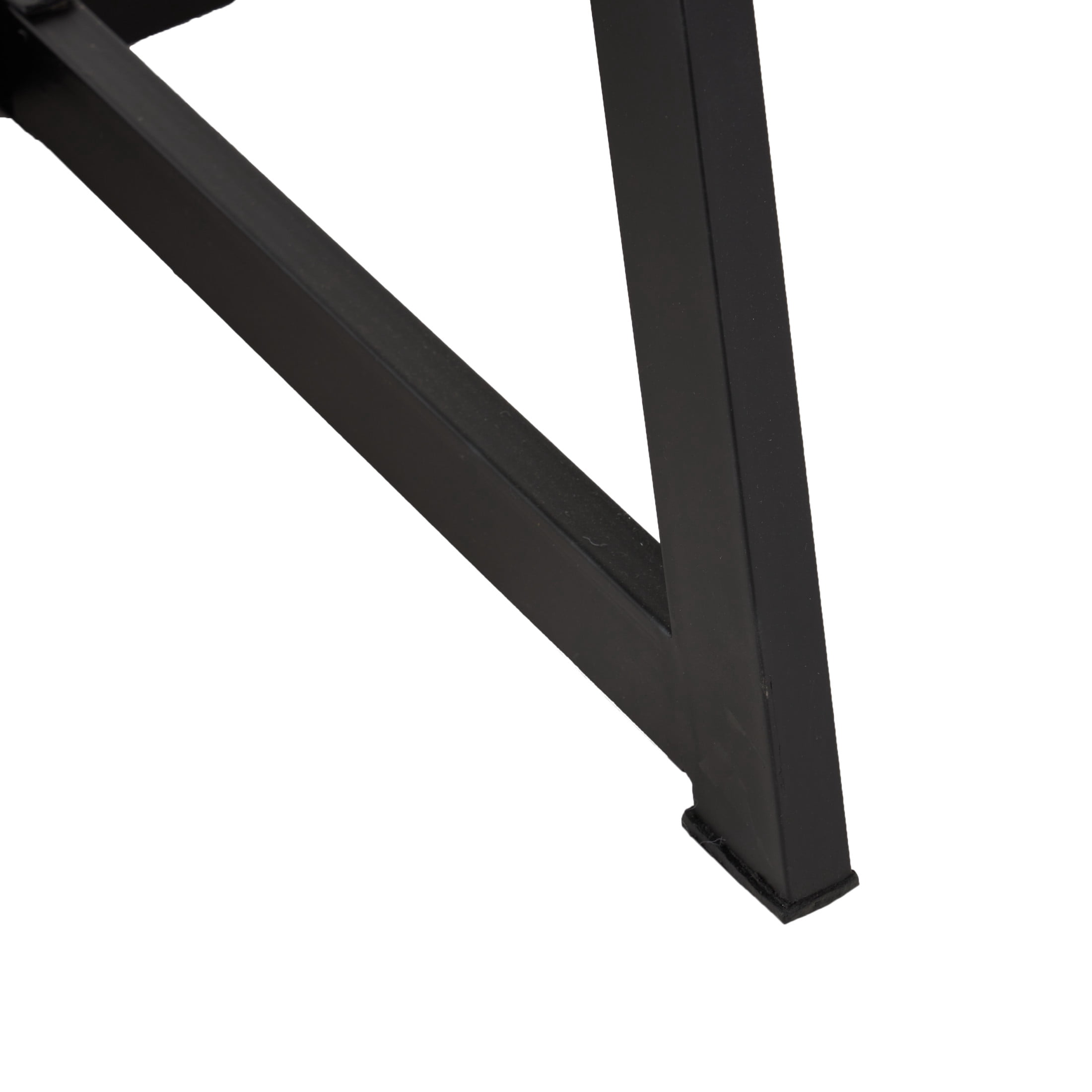 DecMode 35" x 18" Black Teak Wood Handmade Live Edge Geometric Coffee Table with Black Metal Base, 1-Piece