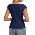 thumbnail image 5 of Qwertyu Womens Cap Sleeve Tops 2026 Spring Dressy Casual Crew Neck Peplum Shirts Trendy Tunic Blouses with Knot Navy S, 5 of 5