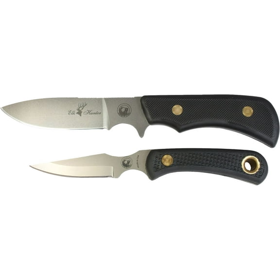 Knives of Alaska Trekker Elk Hunter/Cub Bear Combo Fixed Blade Knife Set D2 Tool Steel Blades SureGrip Handle Black