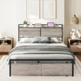 thumbnail image 1 of WYZZHY QIZUAKDF Queen Headboard Only  Headboard with 2 Outlets and 4 USB Ports  Storage Rack  Metal Frame  Industrial Style  Sturdy and Stable  Easy Assembly  Rustic Brown and Black BF53U, 1 of 9
