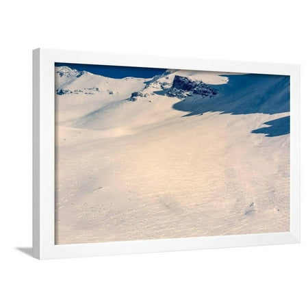 Mountain Slope with Ski Tracks Framed Print Wall Art By Anze