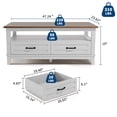 thumbnail image 4 of CazToi 2 Drawer Coffee Table Rectangular Center Table with Storage Shelves, 4 of 10