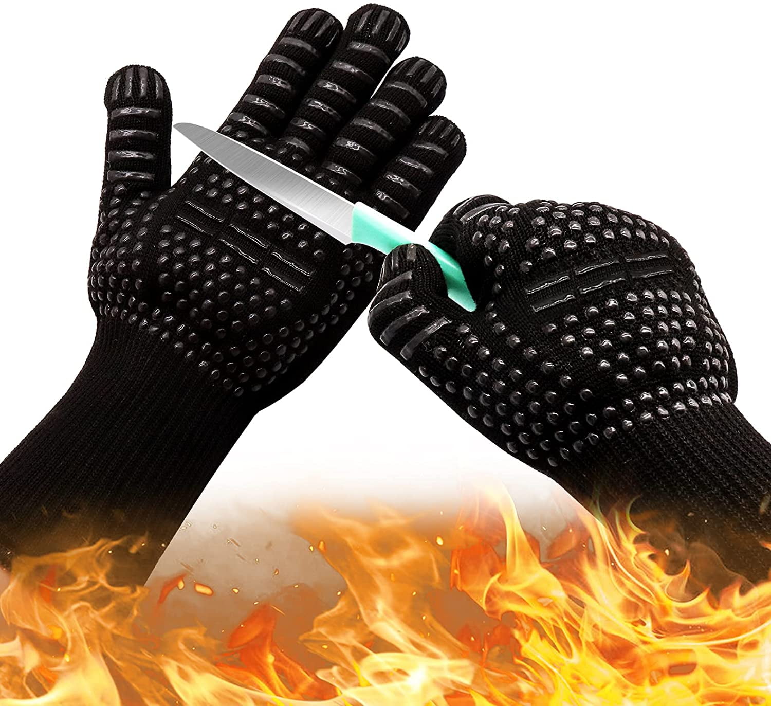 Barbecue Grill Cooking Oven 932°F Heat Resistant Extra Long Cuff Oven Gloves 