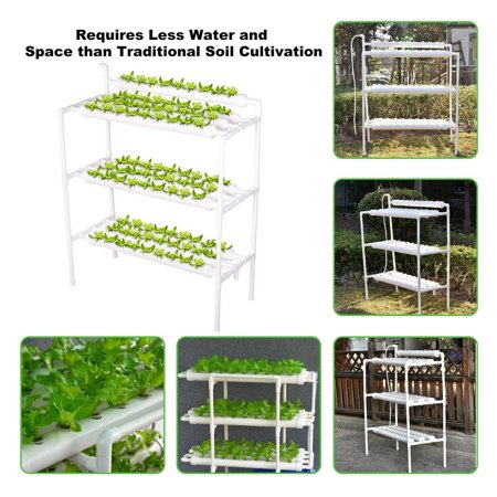 Hydroponics System, Indoor Garden Hydroponics Hrowing System, PVC Pipes Gardening System with Water Pump, Timer, Grow Kit for Leafy Vegetables(3 Layer 10 Tubes 90 Holes)