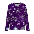 thumbnail image 4 of SELONE Funny Christmas Shirts for Women Long Sleeve Xmas Pullover Tops Snowflake Tees Blouses Christmas Themed Clothing Christmas Outfits Ideas Holiday Attire Party Collection Purple L, 4 of 4