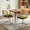 thumbnail image 7 of Mid Century Modern Olive-Green Velvet Dining Chairs with Rattan Back for Artistic Look / Gain High Load Capacity and Comfort in Dining Room, 7 of 7