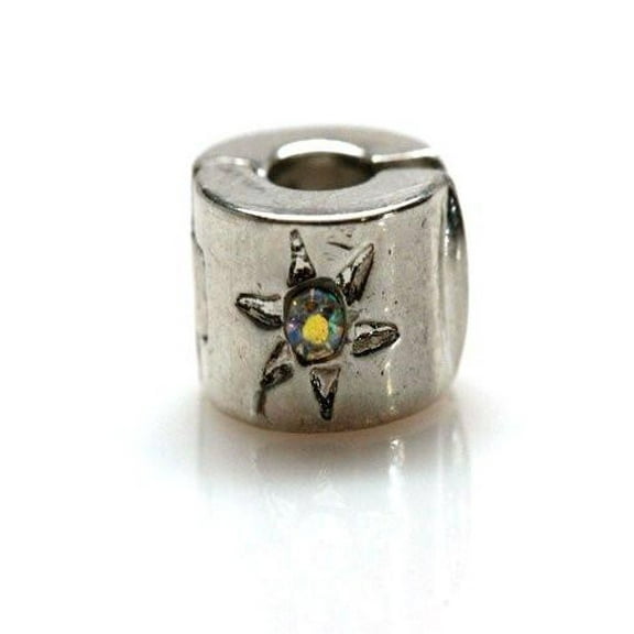 Flower Iridescent  Rhinestone Clip Lock Stopper European European Bead Compatible for Most European Snake Chain Bracelet