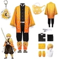 thumbnail image 2 of Anime Demon Slayer Kimetsu No Yaiba Agatsuma Zenitsu Cosplay disfraz peluca mujer Kimono uniforme Halloween Navidad Fiesta ropa, 2 of 4