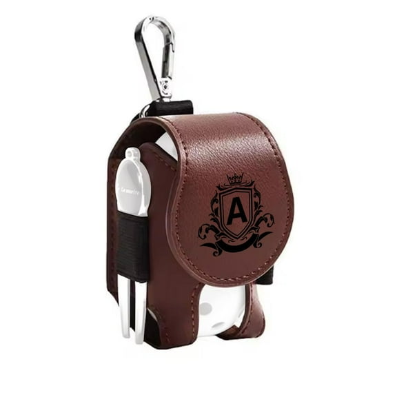 Personalized Golf Balls Bag, Custom Name Initial Pouch for Golf Ball Tees Holder, Customized Leather Mini Golf Ball Holder Waist Bag with Belt Clip, Men Women Golfers Gift G3D3