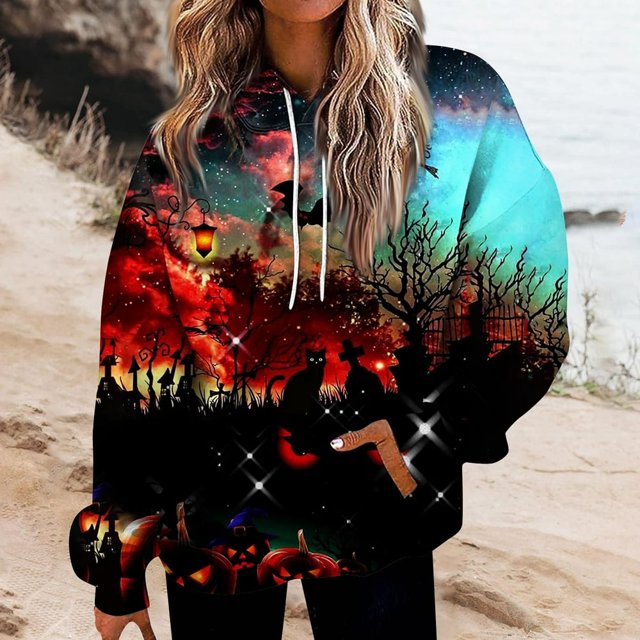 OUSITAID Sweat-Shirt à Manches Longues à Col Rond Décontracté et à la Mode Quotidienne pour Femmes Halloween