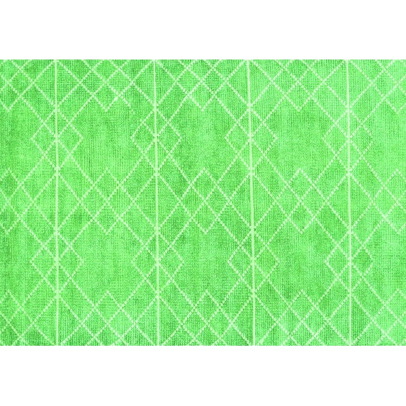Ahgly Company Indoor Rectangle Abstract Green Contemporary Area Rugs, 2' x 4'