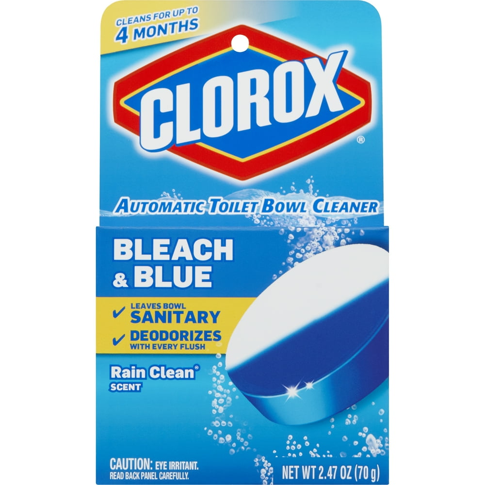 Clorox Automatic Toilet Bowl Cleaner Tablets, Bleach & Blue Rain