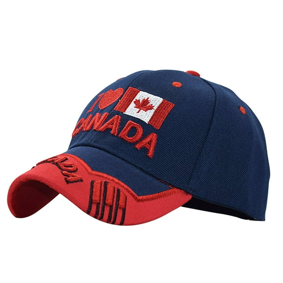 Baseball Caps Embroidered Maple Leaf Adjustable Flag Golf Hat for Men Women Father's Day Gifts Blue Free Size