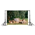 thumbnail image 2 of YUSDECOR Forests Backdrop 7x5ft Photography Backdrop Haystack Sofa Table Wood Case Flowers Basket Outdoor Trees Grass Land Studio Photos Video Props Children Baby Kids Portraits, 2 of 4