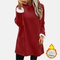 thumbnail image 5 of qolati Fleece Hoodies for Women Sherpa Lined Fall Winter Warm Hooded Sweater Oversized Tunic Pullover Tops with Pockets Red M, 5 of 5