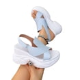 thumbnail image 4 of HTHLVMD Women's Thick Sole Walking Sandals, Women's Fashion Beach Sandals, Women's Platform Wedge Sandals, Fish Mouth Wedge Sandals Open Toe One Line Buckle Solid, Light Blue 9, 4 of 5