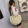 thumbnail image 4 of Straw Handbags Women Handwoven Round Corn Straw Bags Natural Chic Hand Large Summer Beach Tote Woven Handle Shoulder Bag, 4 of 6