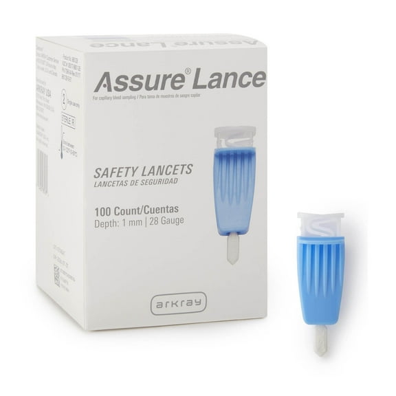 Assure Safety Lancet, Micro Flow Push Button - 28 Gauge, 1.0 mm, 100 Count, 48 Packs, 4800 Total