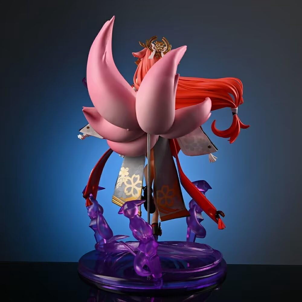 Yae Miko Figure Genshin Impact Nine-Tailed Fox Yae Miko Anime Figures 24cm/9.4inch PVC Handmade Game Model Statue Collectible Craft Gift