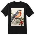 thumbnail image 2 of Plus Size Shirt for Women Black Tops for Women Short Sleeves Shirt for Women Red-Browed Bird And Flower 3 T Shirt Crewneck Shirt for Women 5XL, 2 of 5