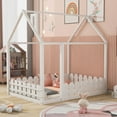 thumbnail image 2 of Aukfa House Bed for Kids Teen, Wood Bed Frame with Fence, Full Size Bed, White, 2 of 7
