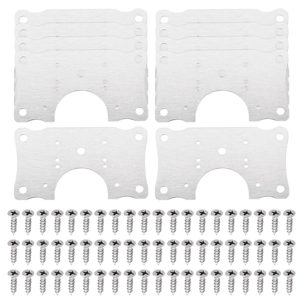 Uxcell 10 Set de Placas de Reparación de Bisagras de Gabinete con Tornillos de Montaje, Kit de Soportes de Reparación de Bisagras de Acero Inoxidable Plateado