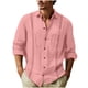 thumbnail image 1 of pstuiky camisas de manga larga para hombre, Camisa informal de moda para hombre, cuello vuelto, manga larga, transpirable, blusa top de hombre m, 1 of 5
