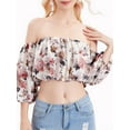 thumbnail image 1 of Lovito Casual Floral Puff Sleeve Cold Shoulder Blouse, 1 of 5